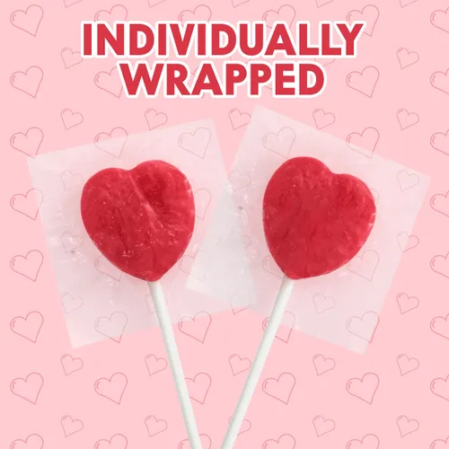 Miniatura 4 de Yumzo Paletas en forma de corazón, paquete de 2 libras de caramelos para el día del padre envueltos individualmente, chupones a granel ideales