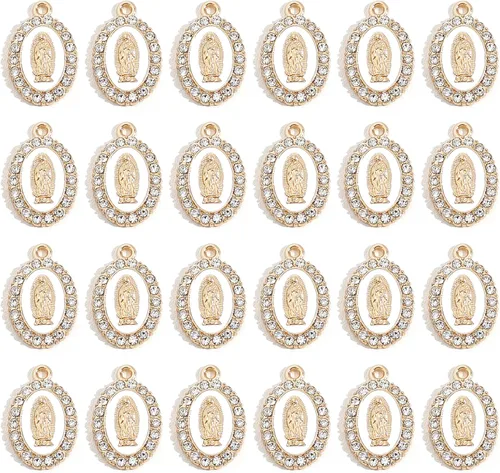 60 piezas Medallas Milagrosas de la Virgen María, Esmalte, Aleación, Pedrería, Nuestra Señora de Guadalupe, Conexión de Crucifijo para Hacer Joyería