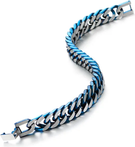 Miniatura 5 de COOLSTEELANDBEYOND Pulsera de acero inoxidable de dos tonos para hombre, acabado satinado