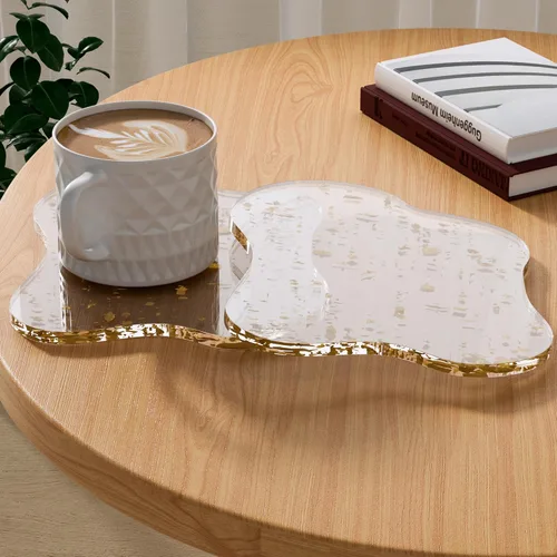 Miniatura 13 de Posavasos Decorativos de Acrílico, Posavasos Irregulares para Bar y Bebidas, Posavasos para Taza de Café con Forma de Nube Transparente, Perfecto