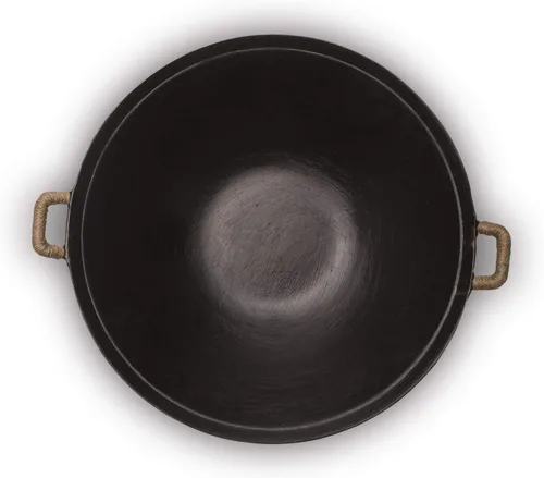 Miniatura 3 de ZhenSanHuan Wok de hierro fundido hecho a mano, sin revestimiento, sin pintura, saludable, fondo plano, apto para inducción (12.6 pulgadas)