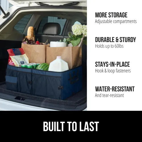 Miniatura 2 de GORILLA GRIP Organizador de maletero para SUV y automóviles, organizador de almacenamiento plegable de gran capacidad, accesorios de coche Azul