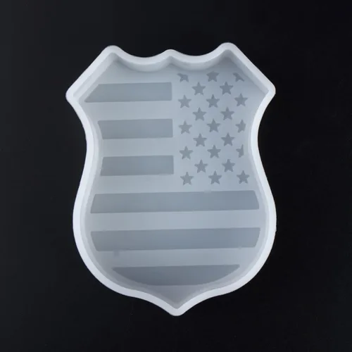 SOBEIT Insignia de policía de la bandera de EE. UU., molde de freshie de silicona para el Día de la Independencia, molde de resina epoxi de silicona
