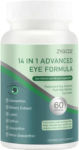 Miniatura 6 de Suplemento avanzado de vitaminas para los ojos 14 en 1 con luteína, zeaxantina, extracto de arándano y zinc para adultos, apoya la visión, la mácula