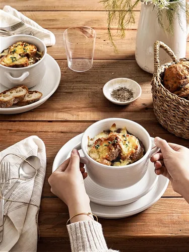 Miniatura 7 de LE TAUCI Cuencos para sopa con asas - 28 oz de cerámica sin plomo para sopa de cebolla francesa, aptos para horno y microondas, diseño resistente al