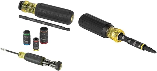 Klein Tools 80083 Kit de destornillador de impacto con enchufe abatible de impacto 7 en 1 y destornillador multibit 14 en 1 y destornillador