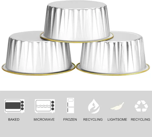 Miniatura 5 de EUSOAR Forros para cupcakes con tapas, 30 piezas desechables de papel de aluminio de 5 onzas, moldes para hornear cupcakes, envases de postre