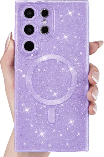 Miniatura 29 de Svanove Funda magnética con purpurina para Samsung Galaxy S22, compatible con Magsafe Cute, brillante, brillante, estética, dura y brillante