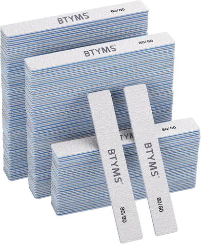 Miniatura 20 de 10 unidades de limas de uñas de grano 80/80 rectangulares para uñas acrílicas, limas de pulido reutilizables de doble cara, tableros de lima de uñas