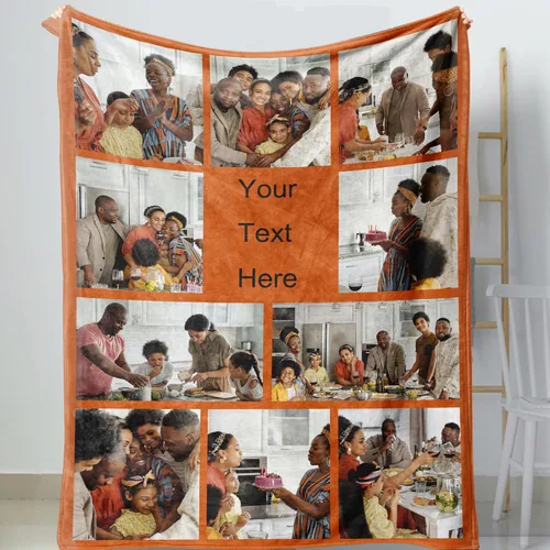 Miniatura 21 de D-Story Manta personalizada con foto, entrega al día siguiente, hecha en EUA, Manta de collage personalizada, haz una manta personalizada