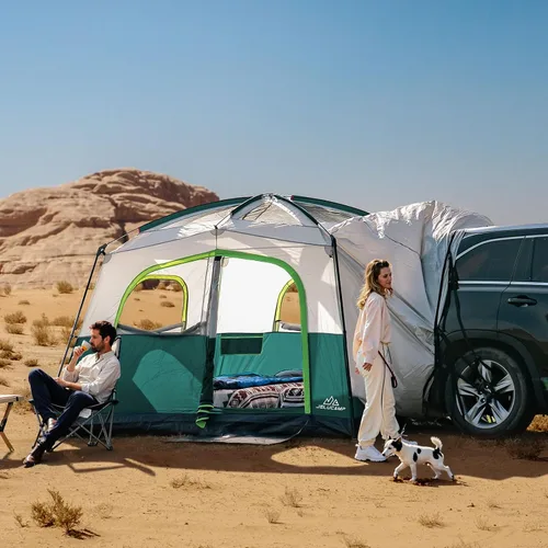 Miniatura 8 de JELUCAMP Tiendas de campaña SUV para acampar impermeables para 6 personas, tienda de campaña familiar para coche con accesorio para puerta trasera