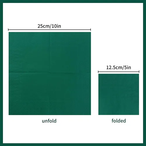 Miniatura 2 de 100 paquetes de servilletas de cóctel de 2 capas, servilletas de postre plegadas de 5 x 5 pulgadas, servilletas desechables para cena, boda, Verde