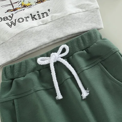 Miniatura 5 de Conjunto de ropa de 2 piezas para bebé y niño pequeño con estampado de vaca