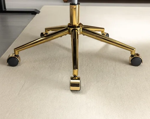 Miniatura 8 de Silla de escritorio de oficina peluda, piel sintética, tapizada, silla de tocador de maquillaje, silla giratoria de altura ajustable, color negro