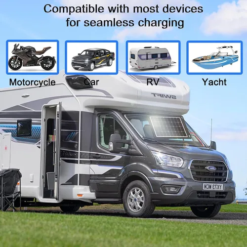 Miniatura 3 de Kit de panel solar de 20 W y 12 V con controlador mejorado para aplicaciones de automóviles, caravanas, motocicletas y marinas