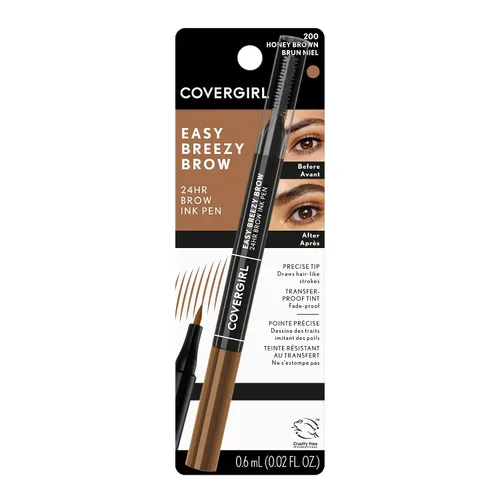 Miniatura 3 de COVERGIRL - Easy Breezy Brow 24HR Brow Ink Pen™, doble aplicador, punta de fieltro ultraprecisa, peine de carrete, resistente al agua, ligero, 100%