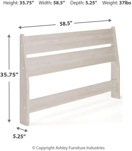 Miniatura 3 de Signature Design by Ashley Socalle Cabecero Moderno de Listones Abiertos Full, Beige Natural Encalar