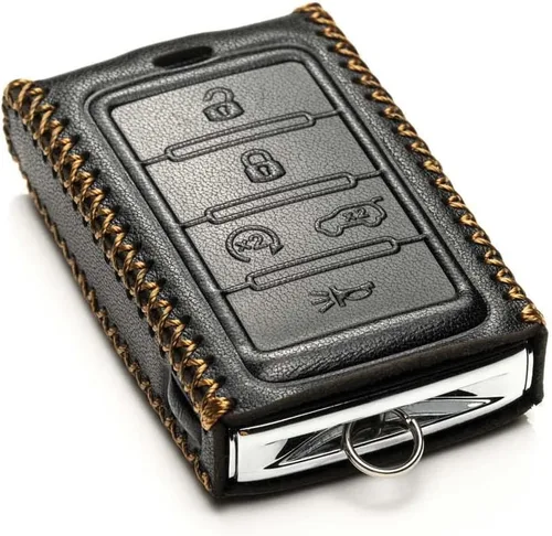 Miniatura 3 de Vitodeco Funda de cuero genuino para llavero inteligente compatible con Jeep Wagoneer, Grand Wagoneer, Grand Cherokee 2022-2025 (5 botones, negro)