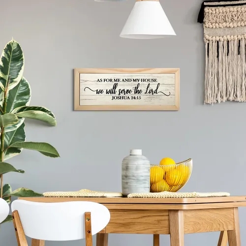 Miniatura 5 de Jetec Placas de pared de versículos bíblicos de granja, "En cuanto a mí y mi casa, serviremos al Señor" Placa de madera para decoración de pared