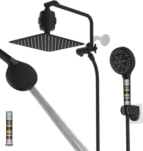 Miniatura 24 de Cabezal de ducha de metal de 12 pulgadas, cabezal de ducha de alta presión, cabezal de ducha de mano con brazo de extensión de ducha ajustable de 11