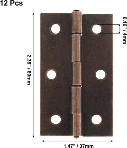 Miniatura 2 de Murtenze Paquete de 12 Bisagras de Puerta de 2.5 Pulgadas, Bisagras de Armario, Bisagras de Bronce Rojo, Bisagras de Cojinete de Bola, Bisagras