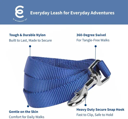 Miniatura 83 de Blueberry Pet Essentials - Correa de perro azul cambray para perros medianos - 5' * 3/4" Correa de nailon resistente Correa ligera