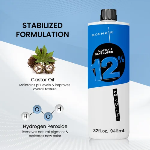 Miniatura 2 de MOEHAIR Desarrollador capilar 12% de peróxido de hidrógeno Desarrollador de 40 volúmenes Eleva hasta 6 niveles Desarrollador de 40 V de uso