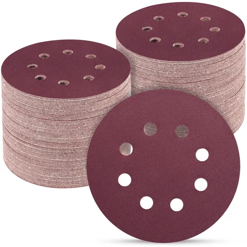 Miniatura 50 de 165 piezas, discos de lija de 5 pulgadas redondos, papel de lija de gancho y bucle para lijadora orbital aleatoria, grano 40 60 80 120 150 240 320