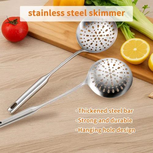 Miniatura 7 de TBWHL Espumadera Cuchara Ranurada, Cucharas Ranuradas para Cocinar, Cuchara Ranurada de Acero Inoxidable 304 Resistente con Mango Ergonómico al