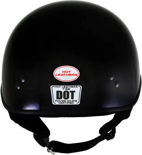 Miniatura 2 de Hot Leathers HLT68 Gloss Black The O.G. Advanced DOT Skull Cap Motorcycle Half Helmet Biker