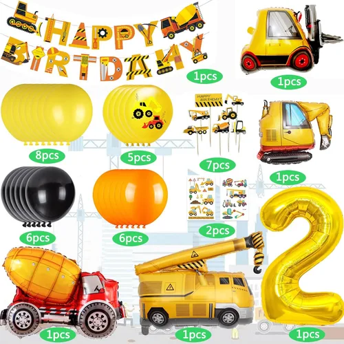 Miniatura 2 de Suministros de Cumpleaños de Construcción para Niños de 2 Años - Kit de Guirnalda de Globos para Decoraciones de Fiesta de Cuarentena