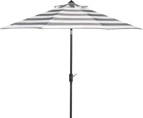 Miniatura 5 de SAFAVIEH Colección al aire libre Iris Fashion Line Auto Tilt Paraguas de 9 pulgadas 2-Gris/Blanco