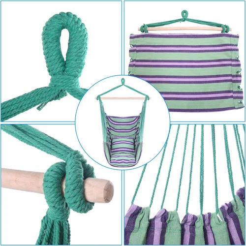 Miniatura 7 de Silla colgante de cuerda – Silla hamaca para decoración de dormitorio, columpio para adultos, silla de cuerda para interiores, exteriores, porche