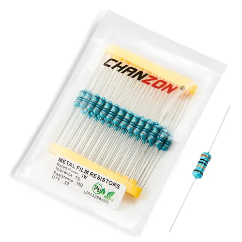 Miniatura 62 de Chanzon 50 piezas 1 W 10 Ω ohm Resistencia de película metálica fija de tolerancia 0.01 ±1% 10R MF Resistencias de agujero pasante con limitación