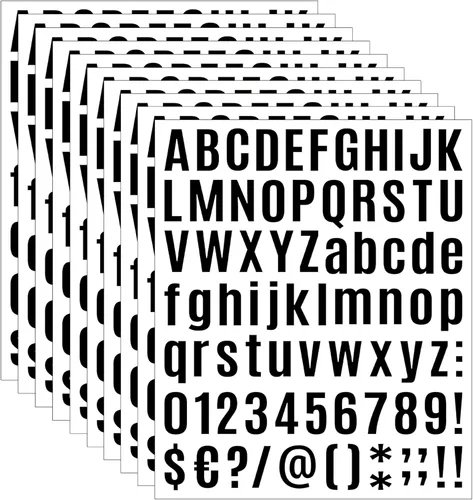 Miniatura 15 de 10 hojas de calcomanías de letras pequeñas, calcomanías autoadhesivas del alfabeto de 1/2 pulgada, lindas calcomanías de letras de vinilo