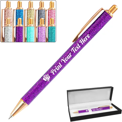 Miniatura 28 de Hasta 100 bolígrafos personalizados a granel con nombre, bolígrafo con purpurina personalizable, logotipo de negocios, mensaje de texto, regalo
