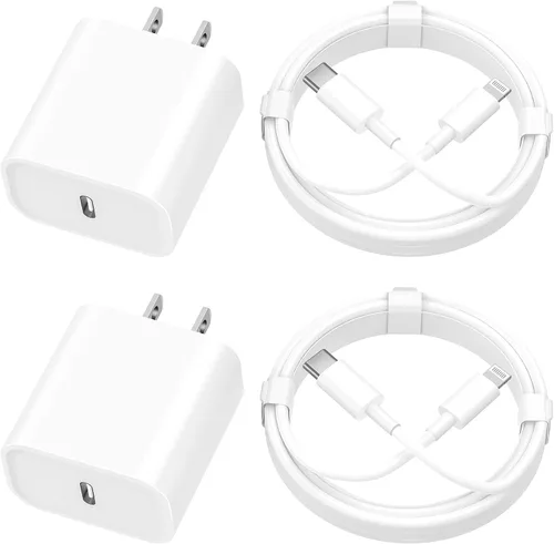 Miniatura 12 de [Certificado MFi de Apple] Cargador para iPhone 17 de carga rápida, Linocell 4 unidades de 60 W, cargador USB C de doble puerto, adaptador de Blanco