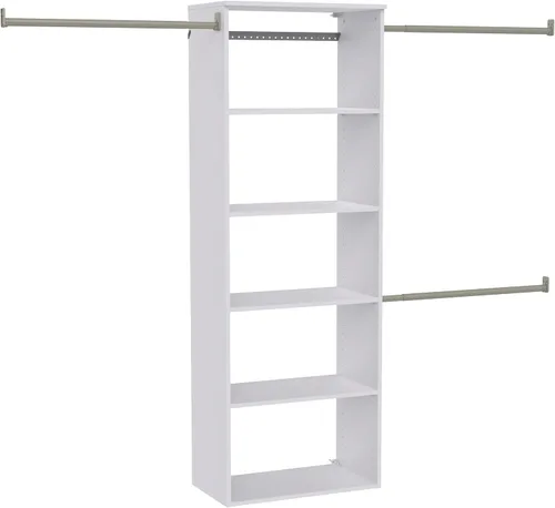 ClosetMaid SuiteSymphony - Kit de armario colgante incluye (1) torre, (3) varillas para armario y (6) estantes, color blanco