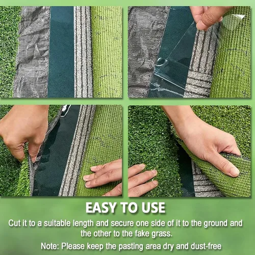 Miniatura 7 de Cinta autoadhesiva de césped artificial, cinta de costura para alfombra, cinta para conectar césped artificial (6 pulgadas x 16.4 pies (doble cara))