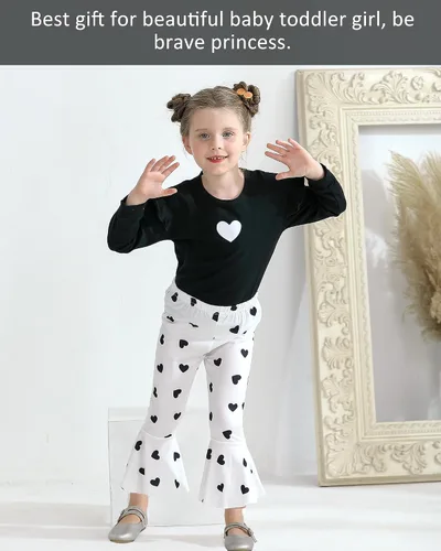 Miniatura 2 de NZRVAWS Conjunto de ropa para bebé niña pequeña y niña, conjunto de sudadera con corazón y pantalón largo