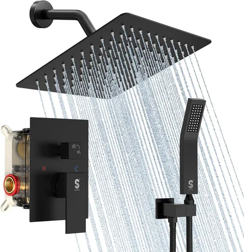 Miniatura 65 de SR SUN RISE ORB - Juego de cabezal de ducha cuadrado y mango de lluvia, accesorios de ducha montados en la pared, kits de reparación de grifo