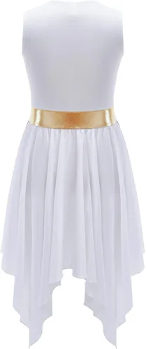 Miniatura 63 de CHICTRY Vestido de baile lírico sin mangas asimétrico para niñas, disfraz de adoración litúrgica contemporánea