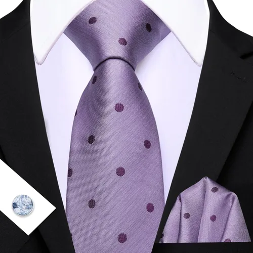 Miniatura 54 de Barry.Wang Corbatas de seda para hombre, diseño de lunares, gemelos cuadrados de bolsillo, gemelos para negocios, boda