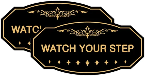 Miniatura 57 de Signs ByLITA Victorian Watch Your Step - Letrero de pared o puerta Material duradero y fácil instalación Señalización de seguridad (negro)