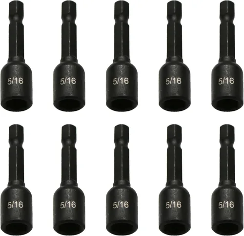 Miniatura 25 de TMAX Juego de 5 piezas de destornilladores magnéticos de acero S2 listo para impactos: 1/4 pulgadas, 5/16 pulgadas, 3/8 pulgadas, 7/16 pulgadas, 1/2