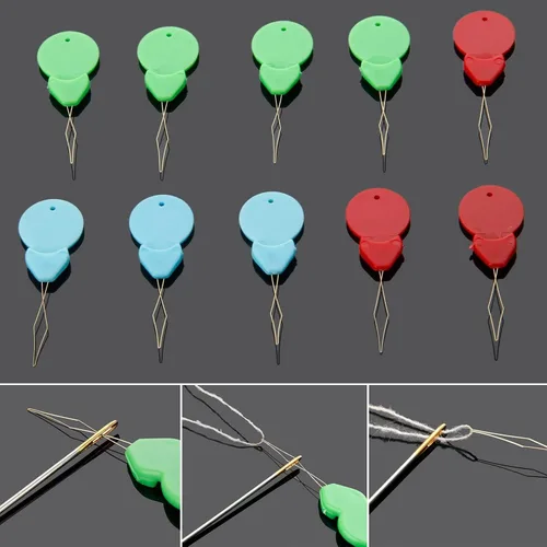 Miniatura 2 de 10 unids/set 2.0 in útil aguja enhebrador coser trabajo a mano herramientas de punzón de alambre artesanías guía de hilo de tejer accesorios costura