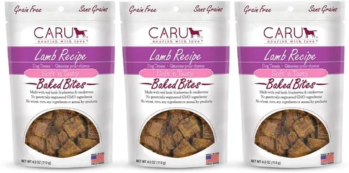 Miniatura 9 de Caru Soft n' Tasty Baked Bites Salmon Bites - Golosinas para perros para entrenamiento, carne real con arándanos y arándanos, bolsas de 4 onzas
