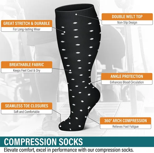 Miniatura 5 de FEYHAY Calcetines de compresión de cobre de talla grande (3 pares) de circulación de 20-30 mmHg es el mejor atlético y diario para hombres y mujeres