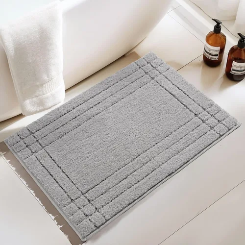 Miniatura 7 de Alfombras de baño negras, pequeñas alfombras de baño antideslizantes, alfombra de baño suave y peluda lavable para bañera y ducha, 18x24