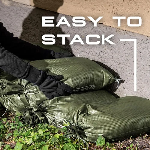 Miniatura 8 de (No fabricadas en China) Bolsas de arena resistentes para inundaciones, paquete de 30 bolsas de arena vacías con cuerdas de amarre, protección UV